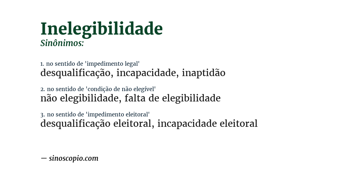 Sinônimo de inelegibilidade