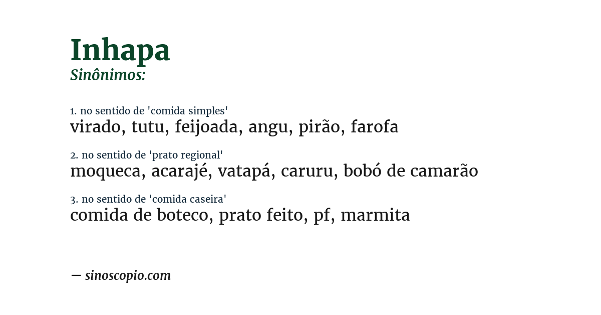 Sinônimo de inhapa