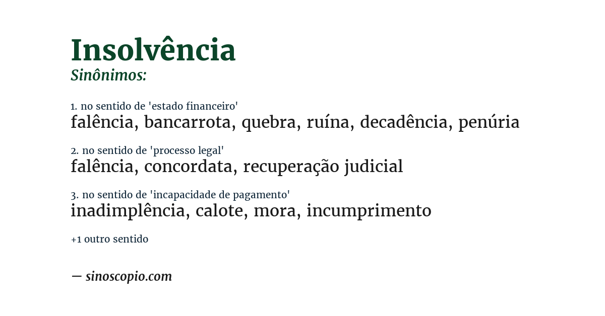 Sinônimo de insolvência