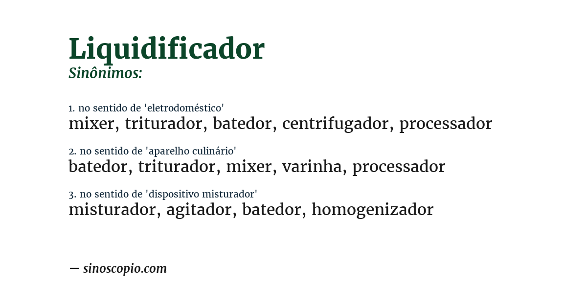 Sinônimo de liquidificador
