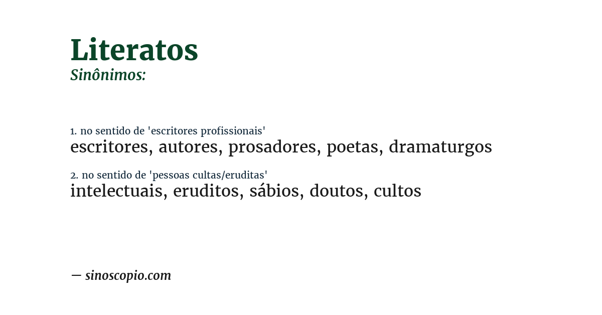 Sinônimo de literatos