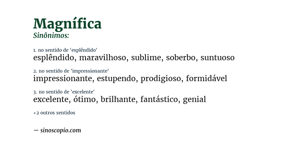 Sinônimo de magnífica