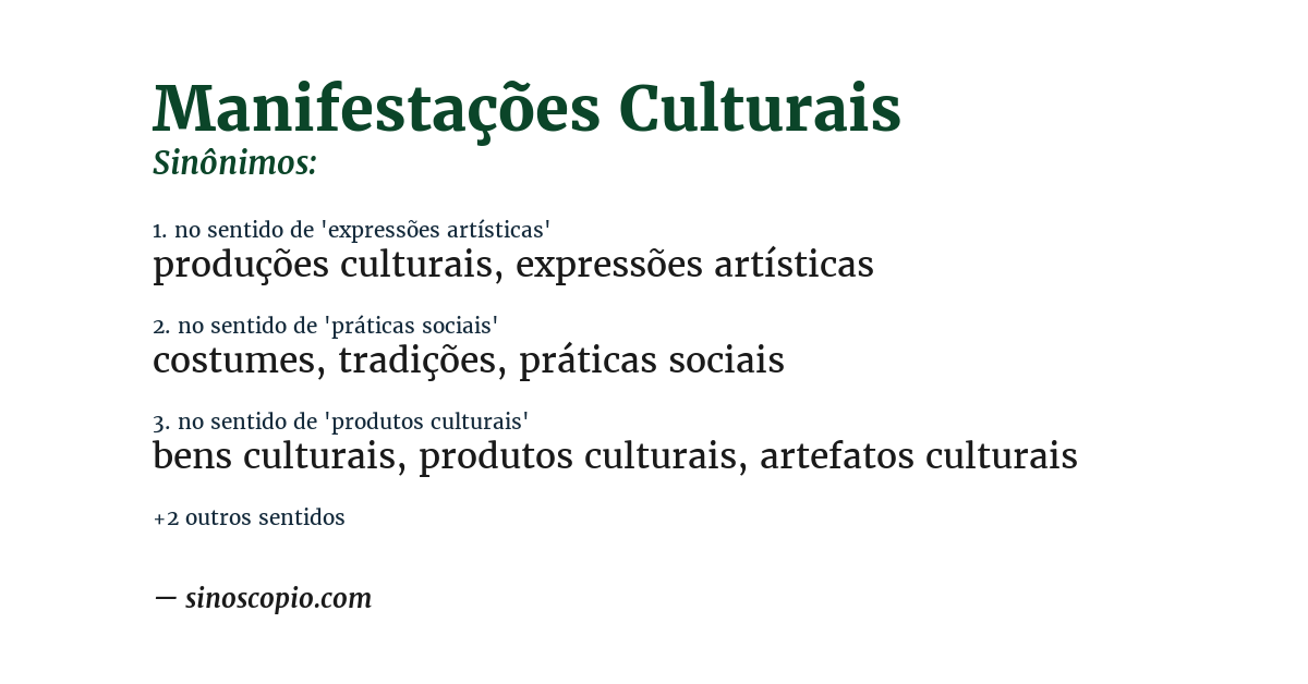 Sinônimo de manifestações culturais