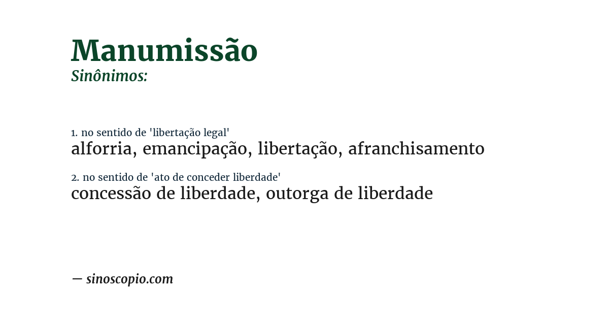 Sinônimo de manumissão