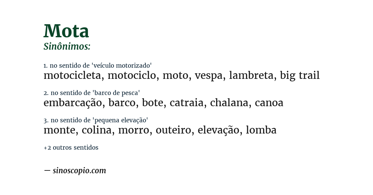 Sinônimo de mota