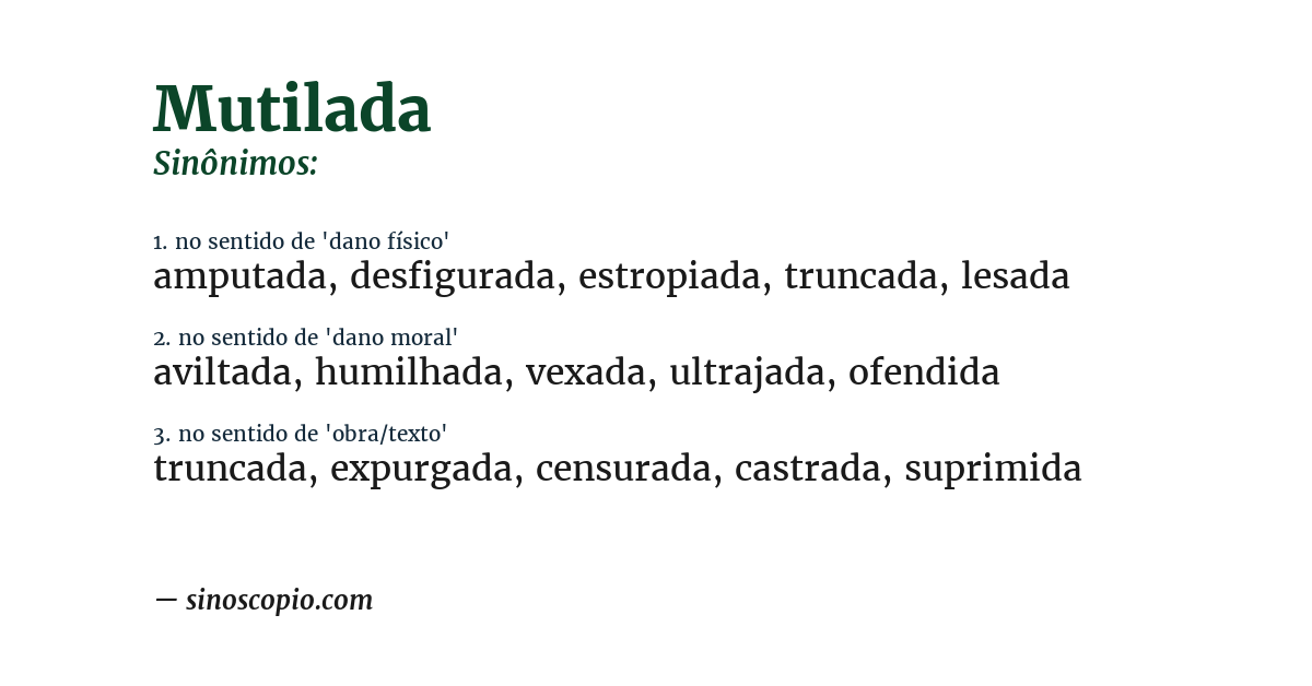 Sinônimo de mutilada
