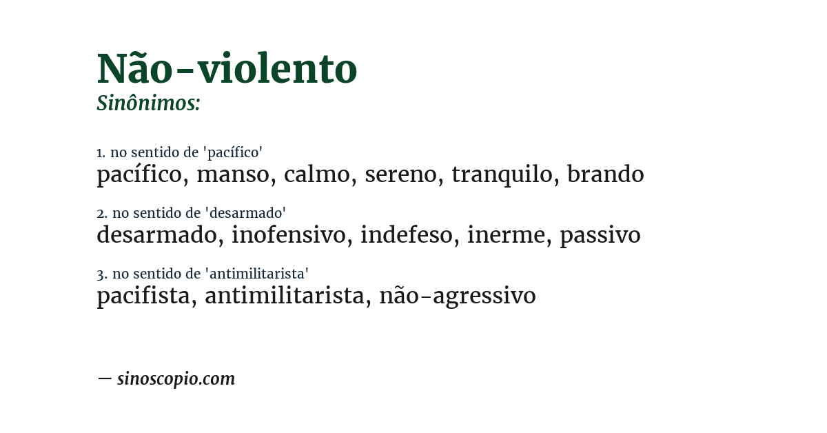 Sinônimo de não-violento