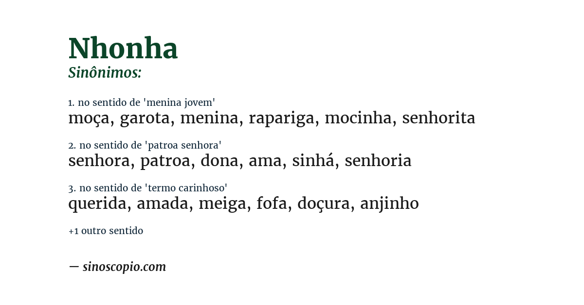 Sinônimo de nhonha
