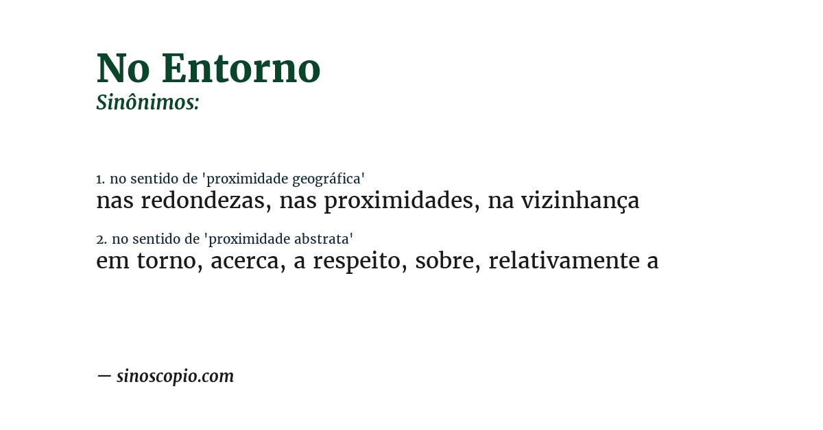 Sinônimo de no entorno