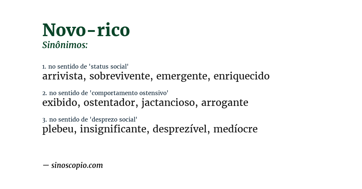 Sinônimo de novo-rico