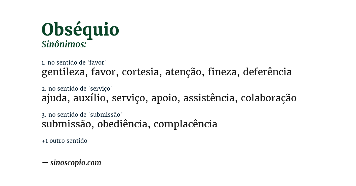 Sinônimo de obséquio