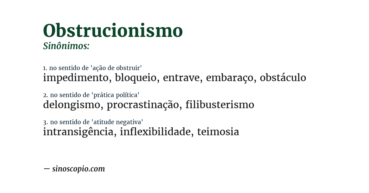 Sinônimo de obstrucionismo