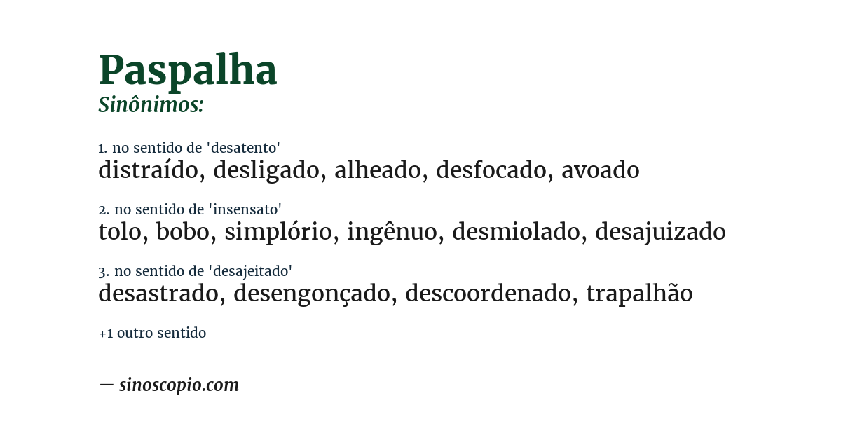 Sinônimo de paspalha