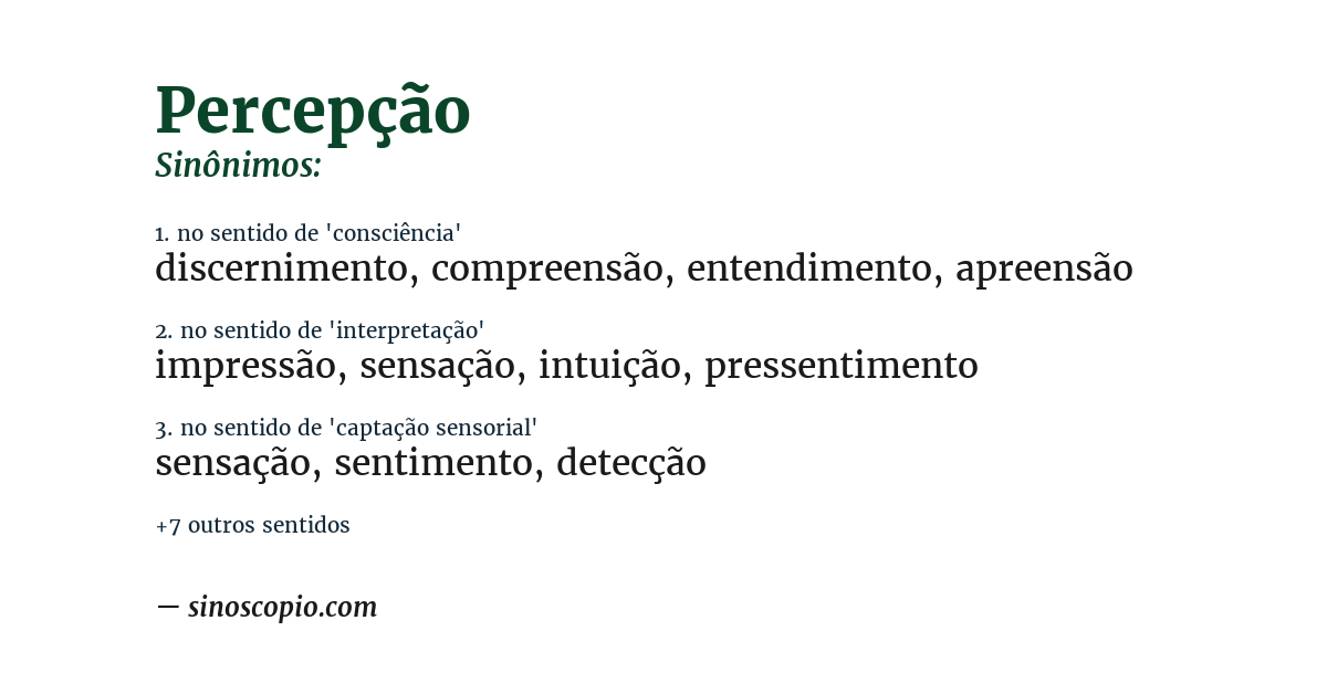 Sinônimo de percepção