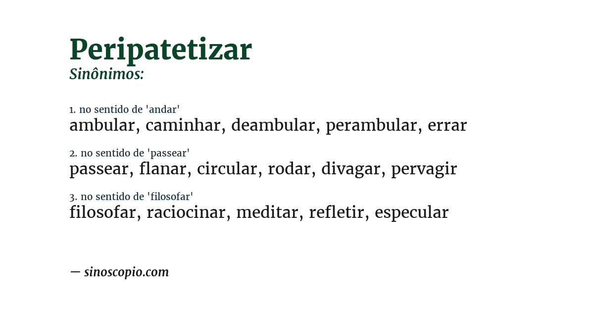 Sinônimo de peripatetizar