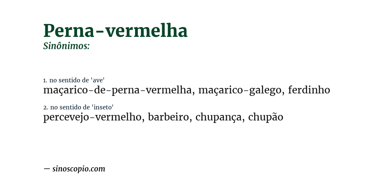 Sinônimo de perna-vermelha