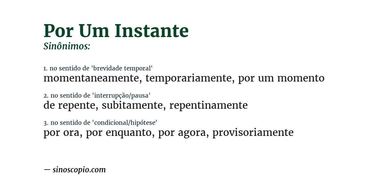 Sinônimo de por um instante