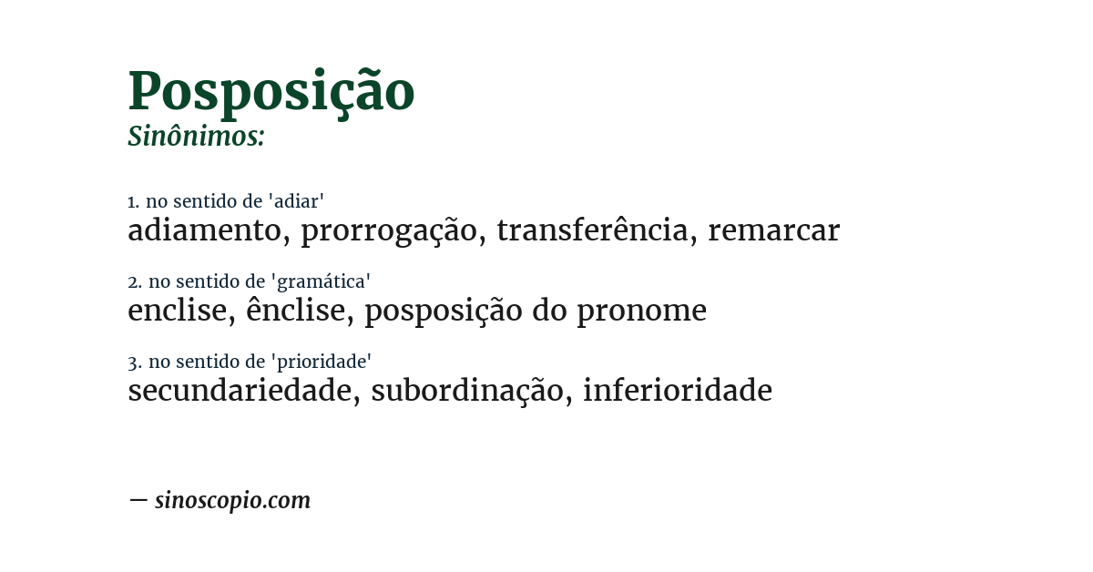 Sinônimo de posposição