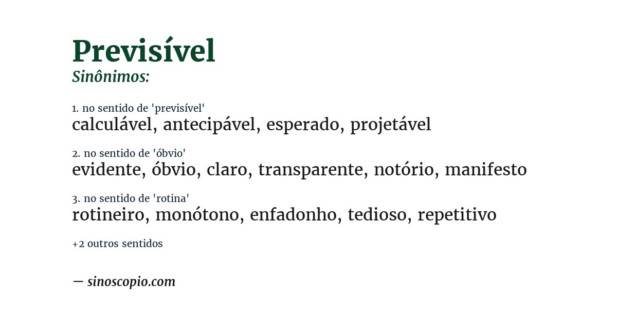 Sinônimo de previsível