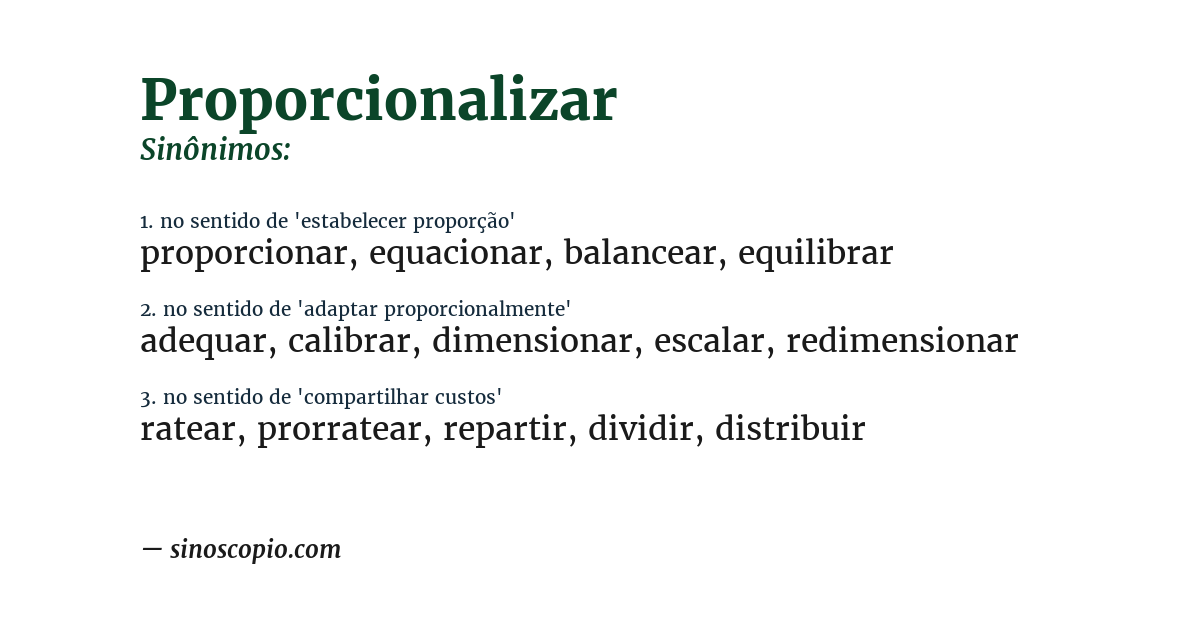 Sinônimo de proporcionalizar