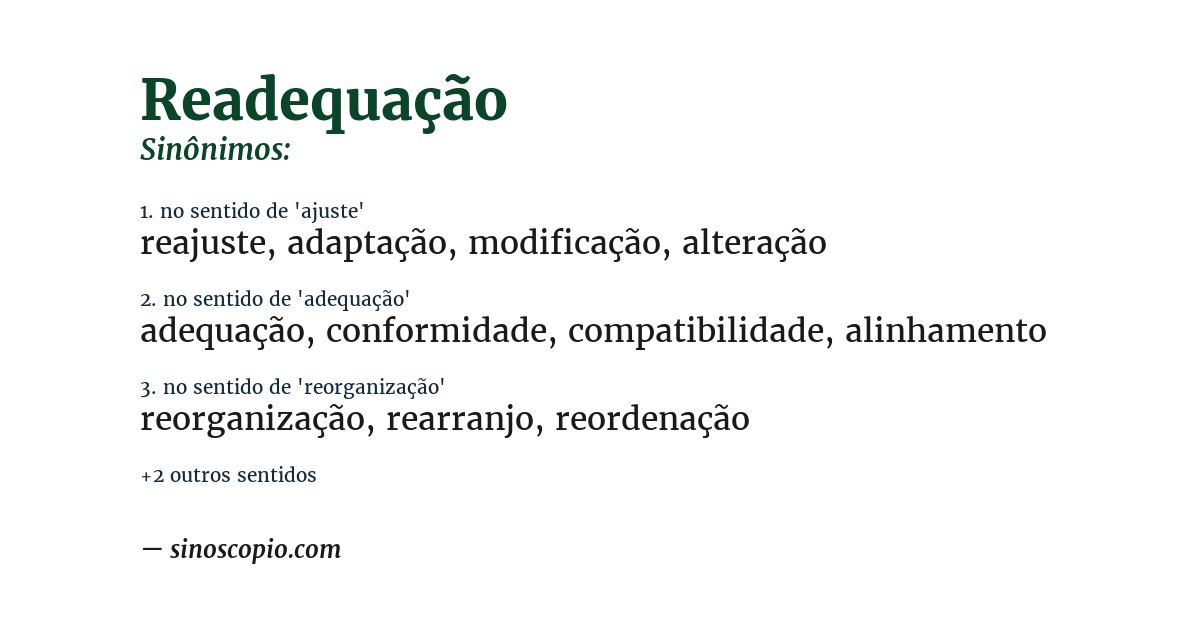 Sinônimo de readequação