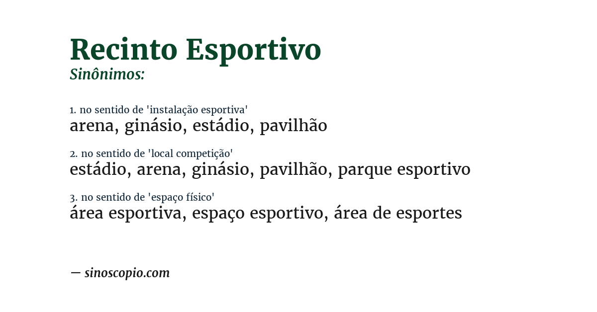 Sinônimo de recinto esportivo