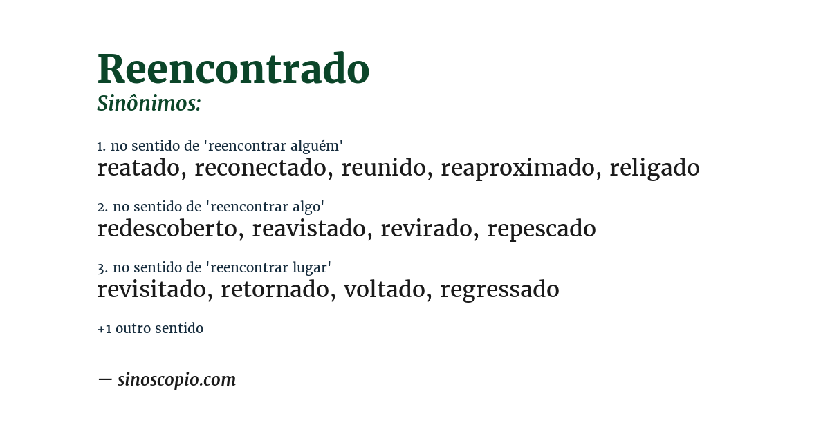 Sinônimo de reencontrado