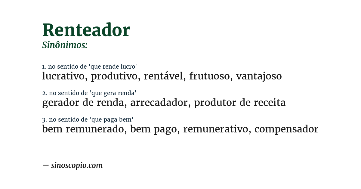 Sinônimo de renteador