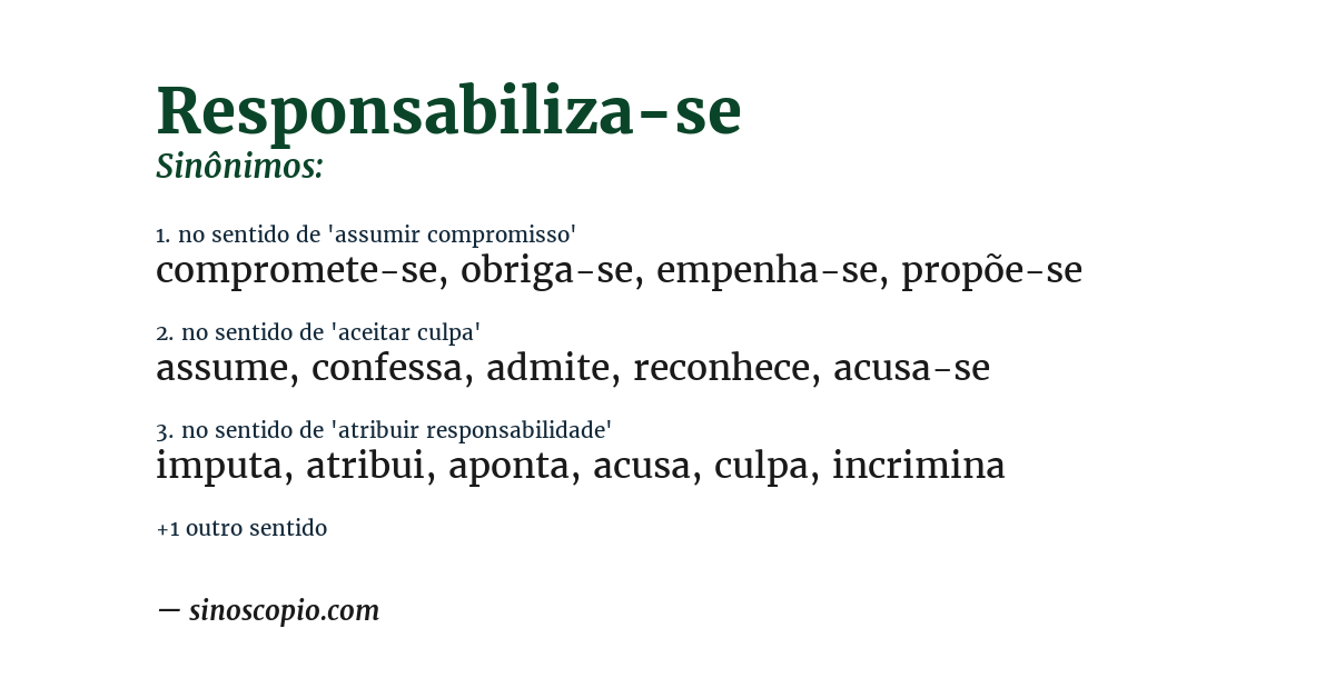 Sinônimo de responsabiliza-se