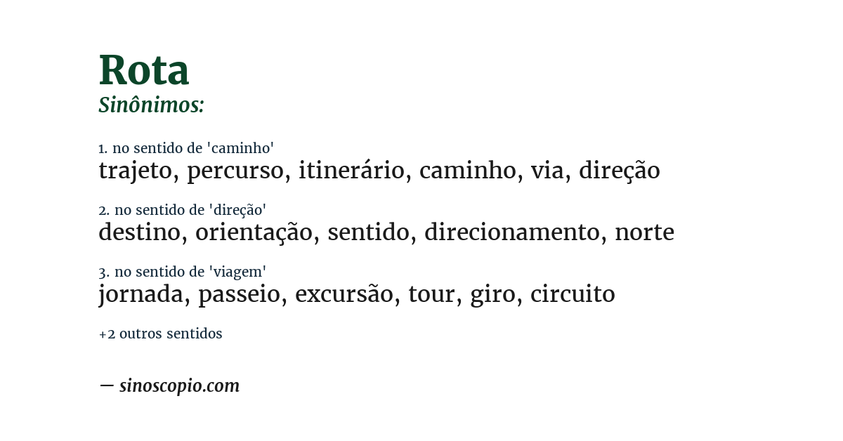 Sinônimo de rota