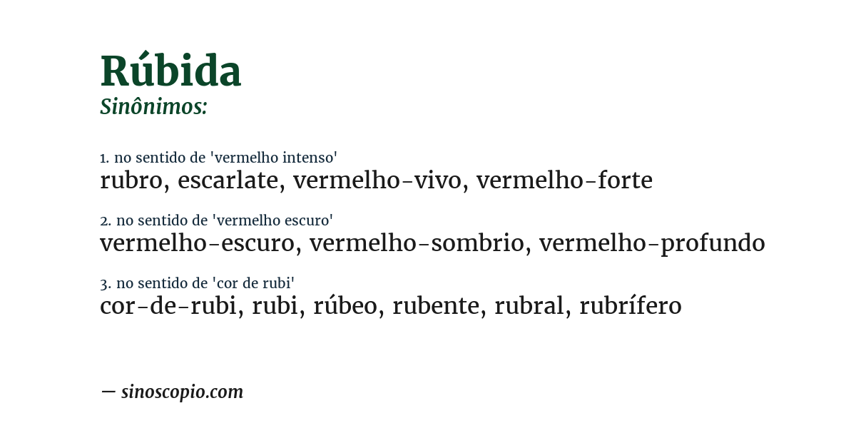 Sinônimo de rúbida
