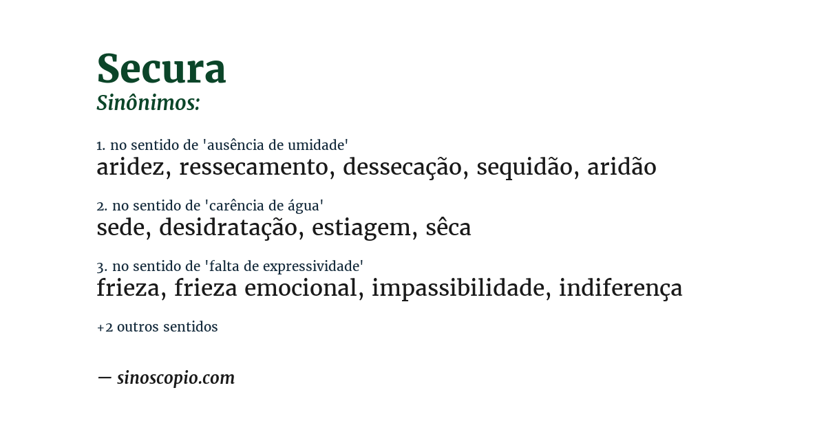 Sinônimo de secura