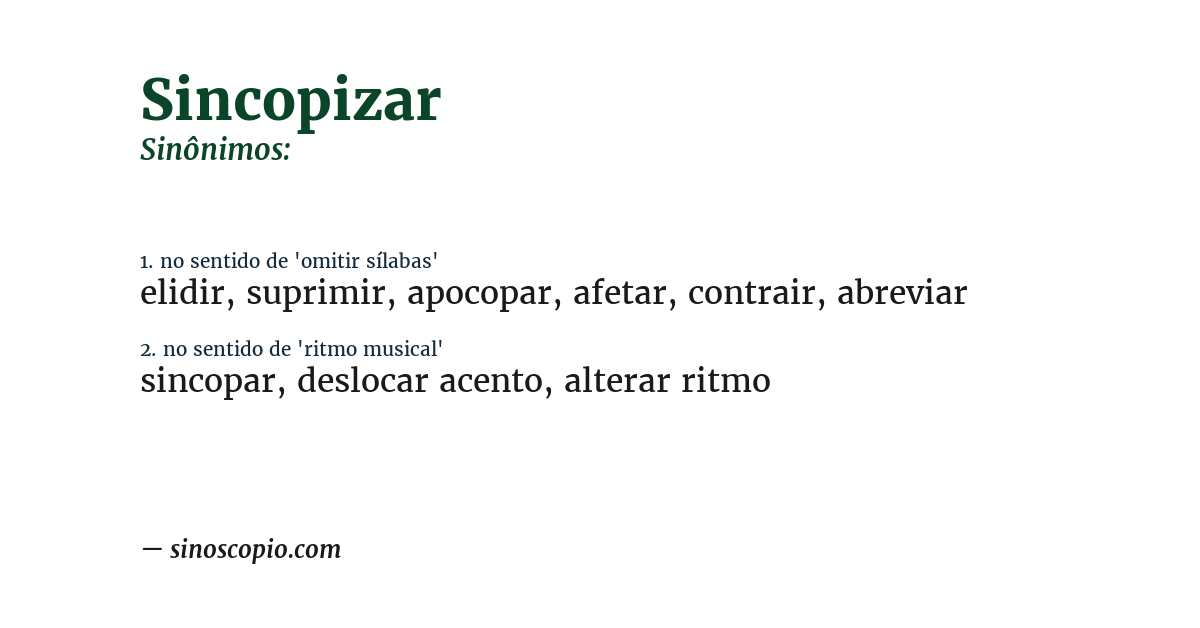 Sinônimo de sincopizar