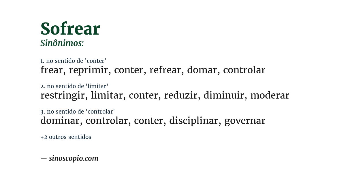 Sinônimo de sofrear