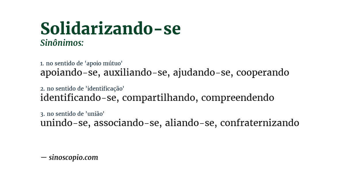Sinônimo de solidarizando-se