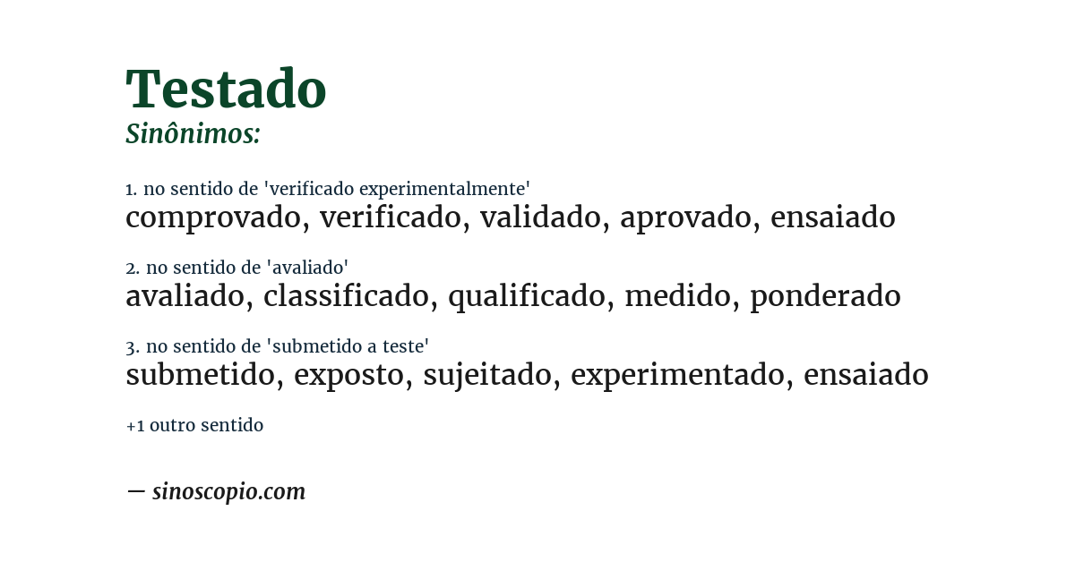 Sinônimo de testado