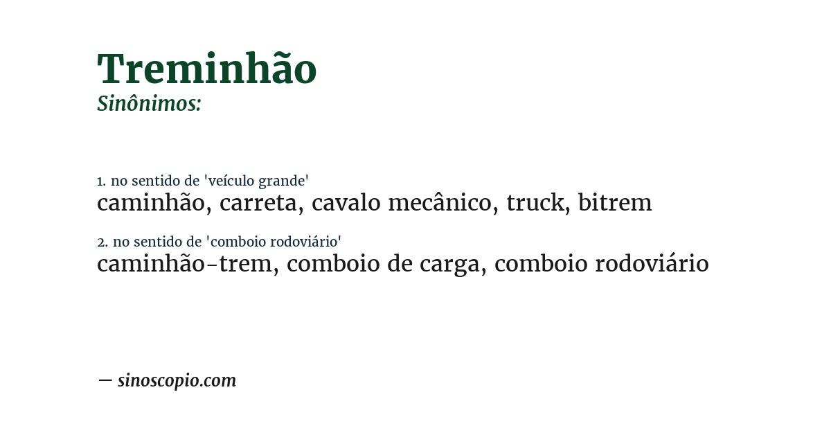 Sinônimo de treminhão