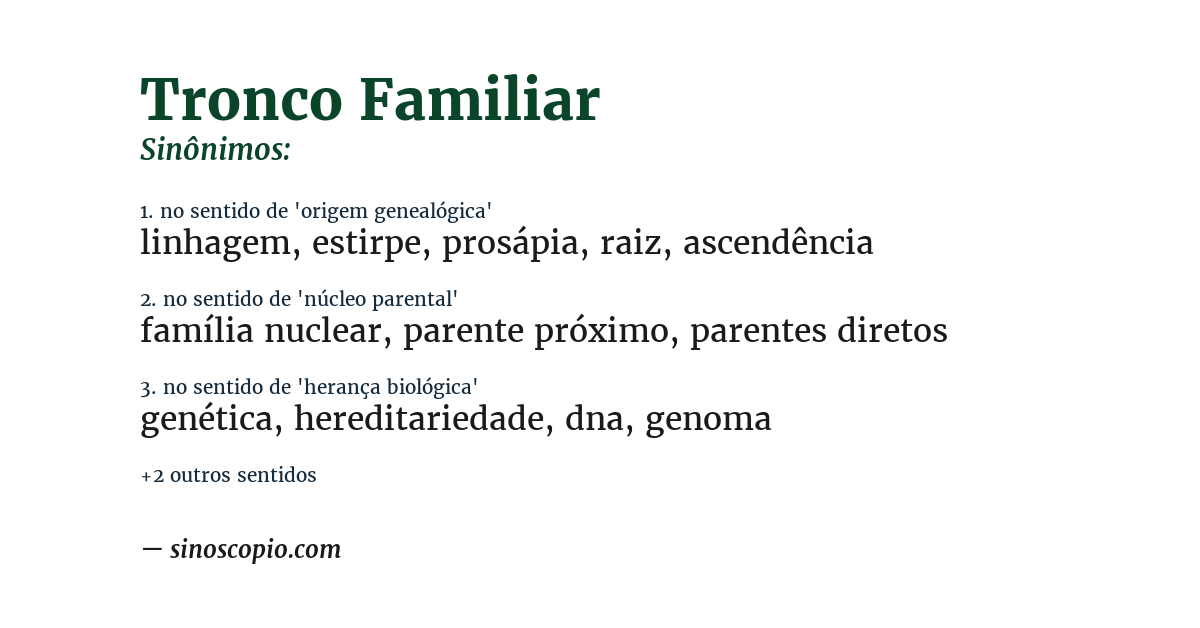 Sinônimo de tronco familiar