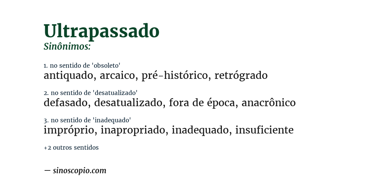 Sinônimo de ultrapassado
