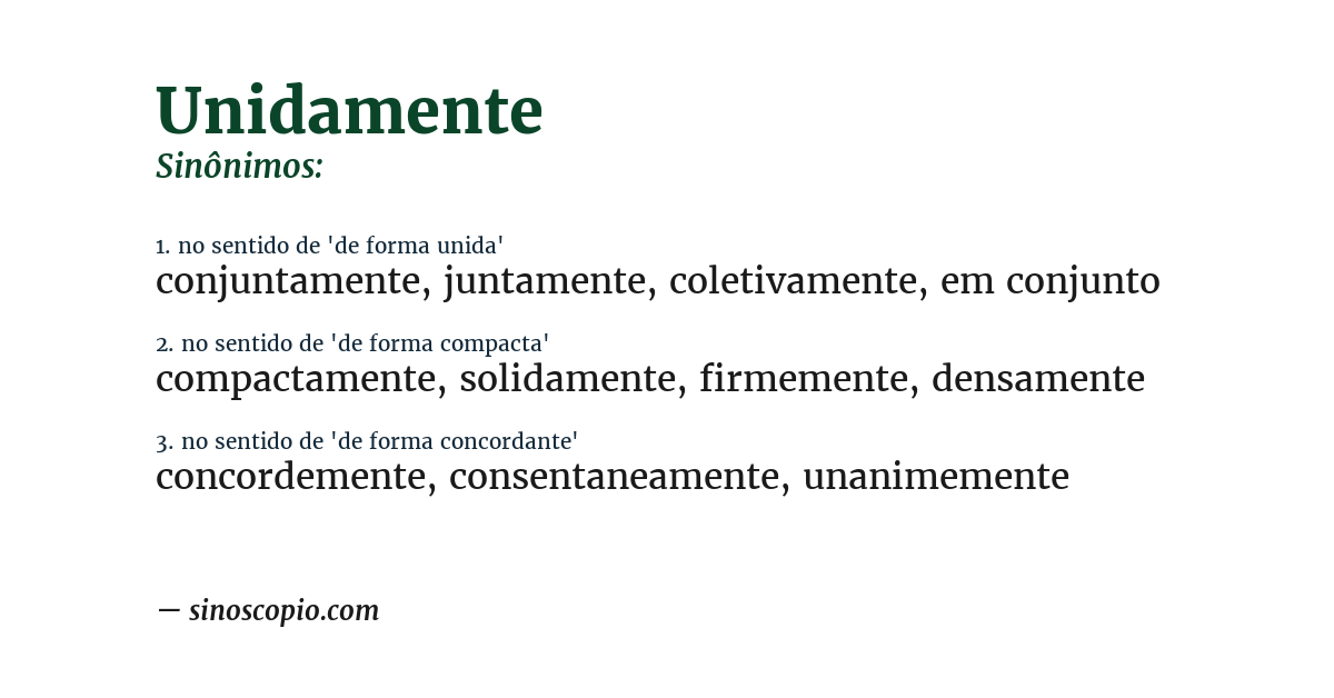 Sinônimo de unidamente