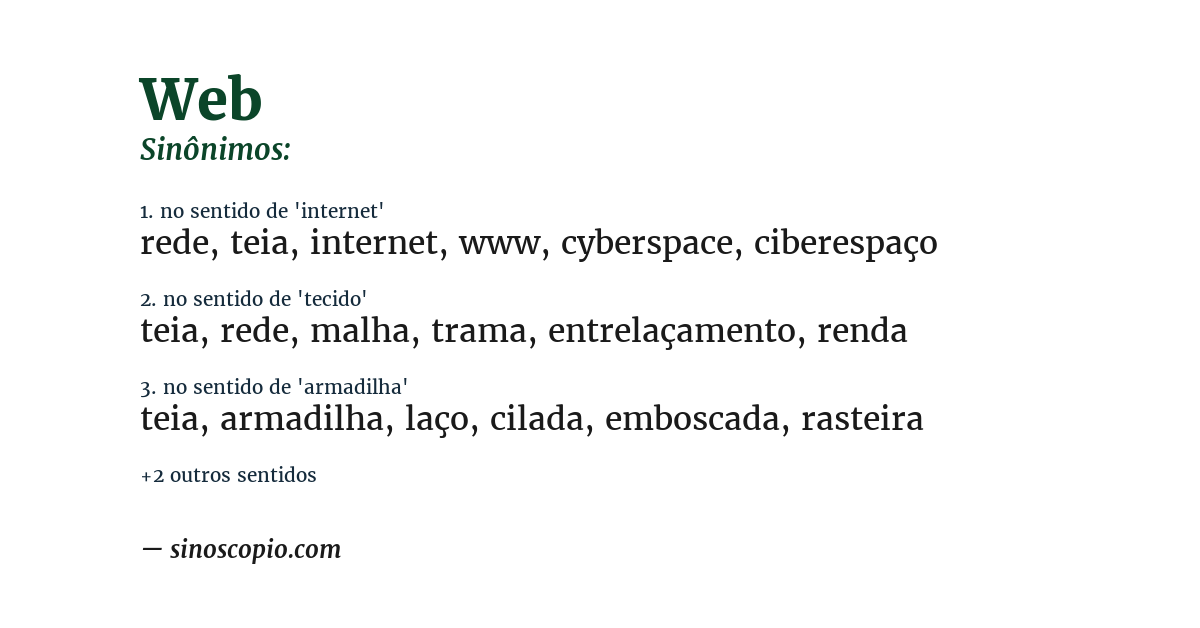 Sinônimo de web