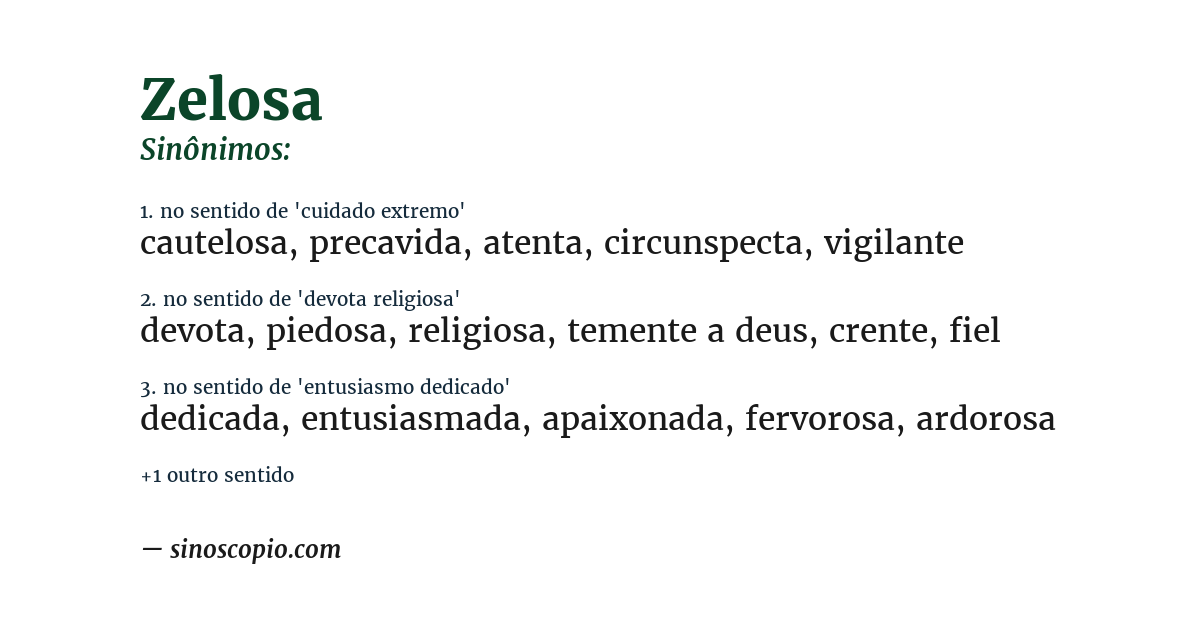 Sinônimo de zelosa