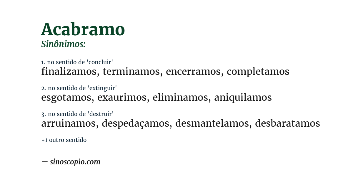 Sinônimo de acabramo