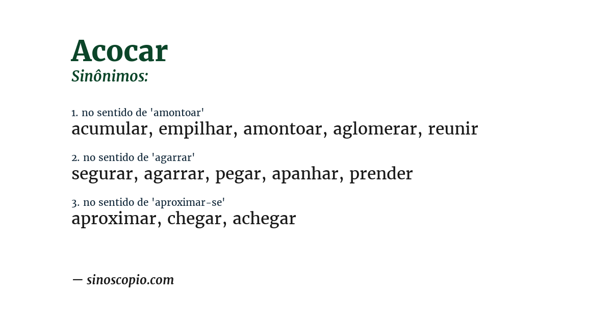 Sinônimo de acocar