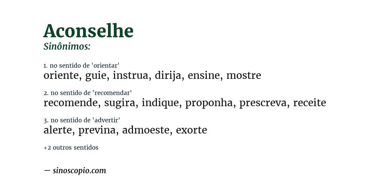 Sinônimo de aconselhe