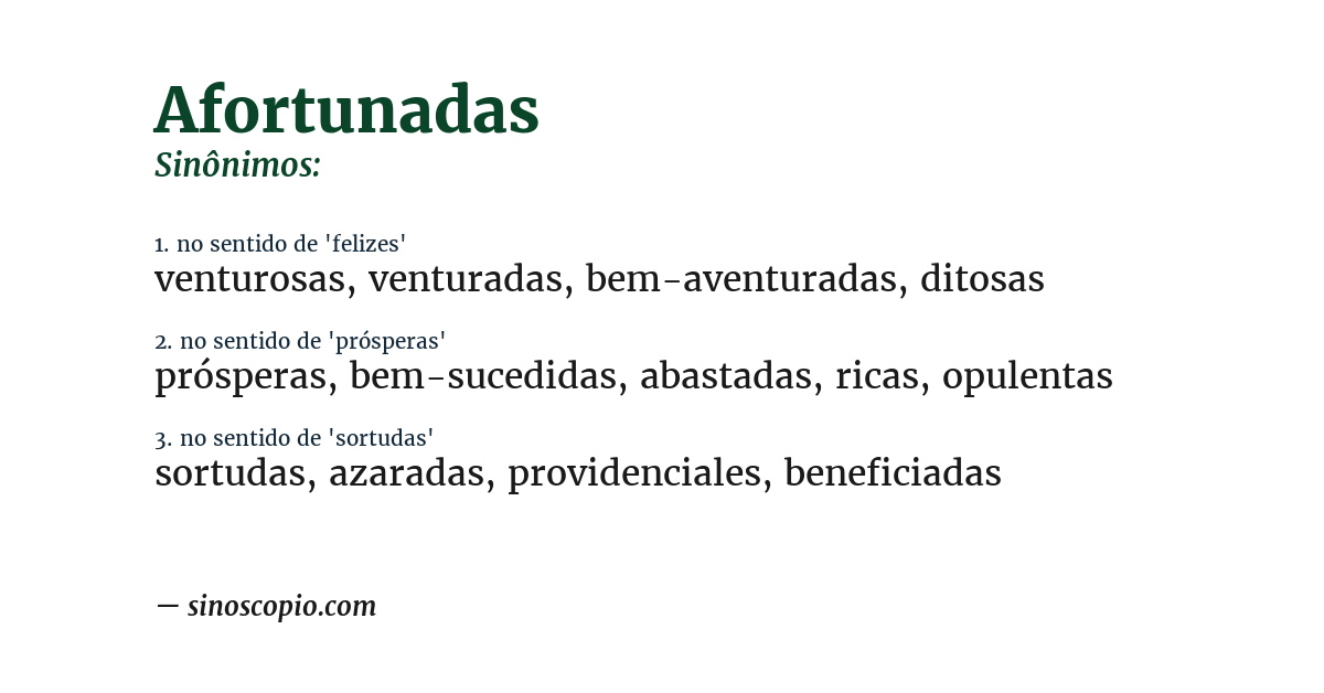 Sinônimo de afortunadas
