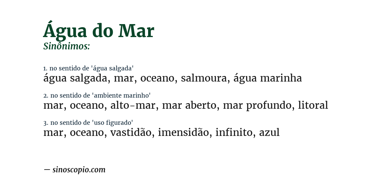 Sinônimo de água do mar