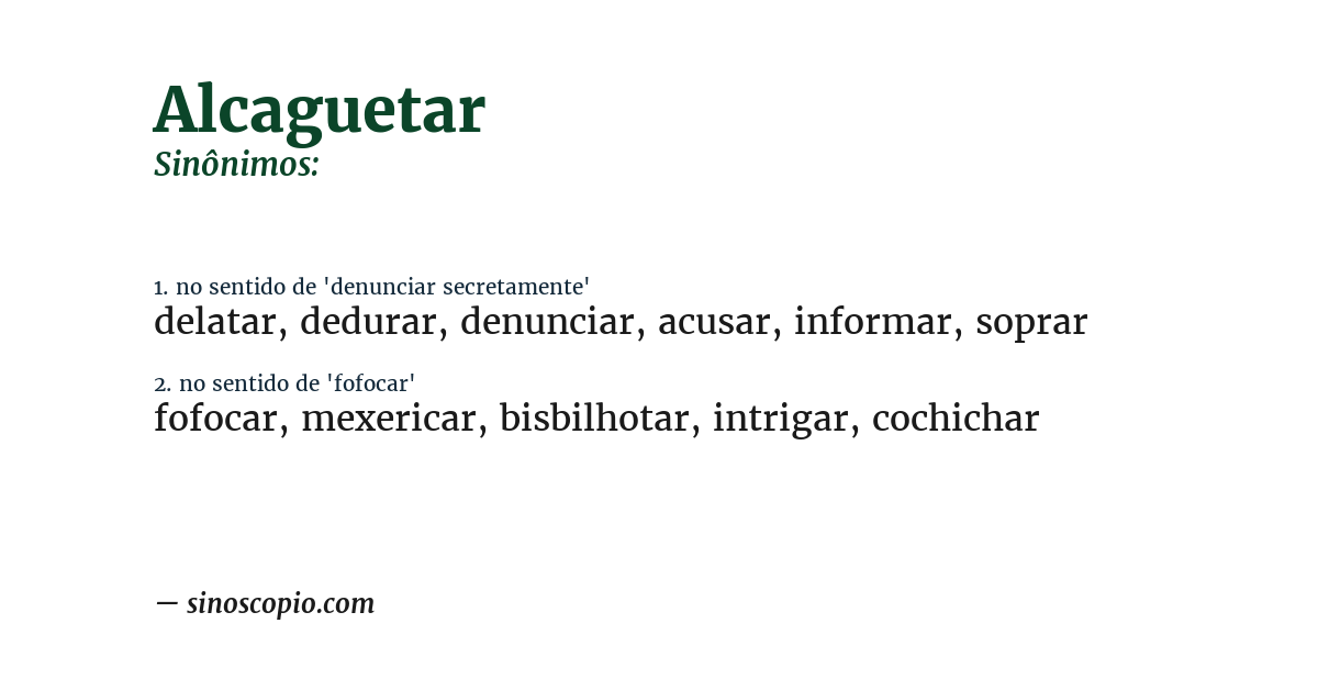 Sinônimo de alcaguetar