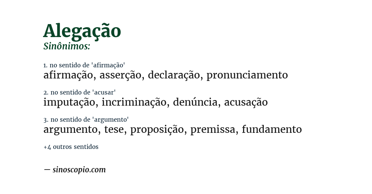 Sinônimo de alegação