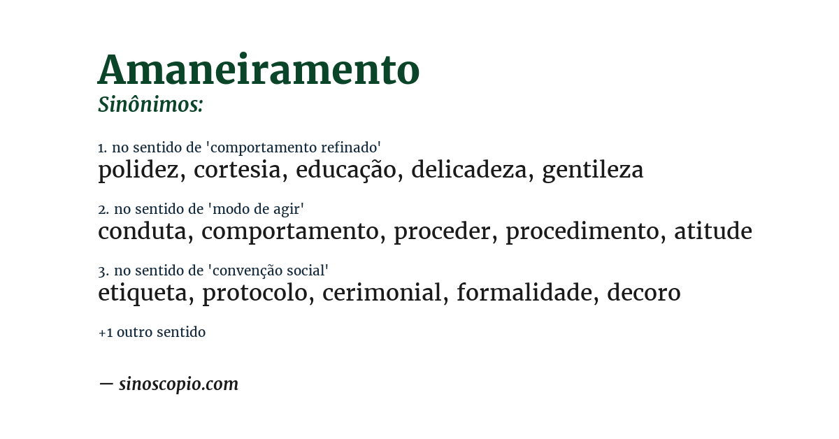 Sinônimo de amaneiramento